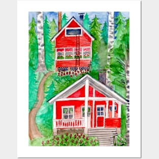 Cabin in the Woods - Summer Watercolor Posters and Art